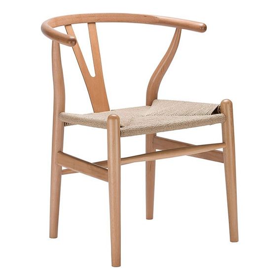 Silla Wishbone Nordica Madera Rattan Comedor Living Lcm Estructura De La Silla Haya Asiento Beige