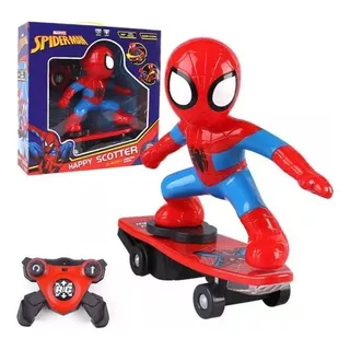 Skatista Elétrico Spider-man Controle Remoto Luz Som Skate