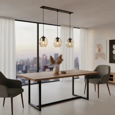 Colgante 3 Luces Ástrid Ambar Apto Led Vidrio Moderno Cie Ámbar