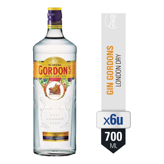 Combo Gin Gordons 700ml London Dry Botella X6 Unidades