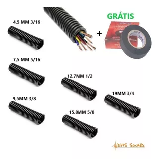 Kit 18 Mts Espaguete Corrugado Conduite Automotivo+ Brinde