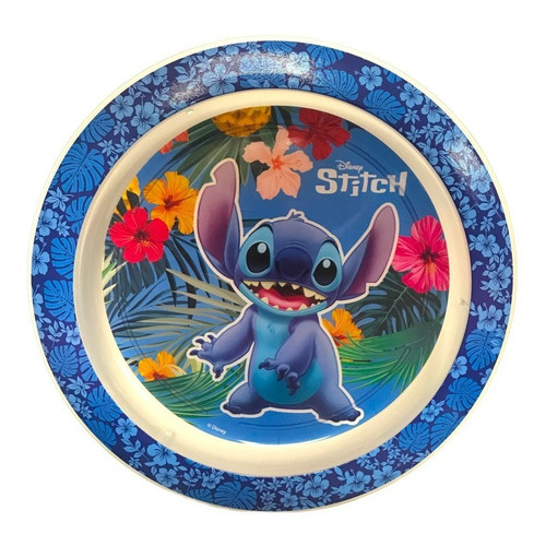 Plato Playo Plástico Infantil Personajes Favoritos Personaje Stitch Azul