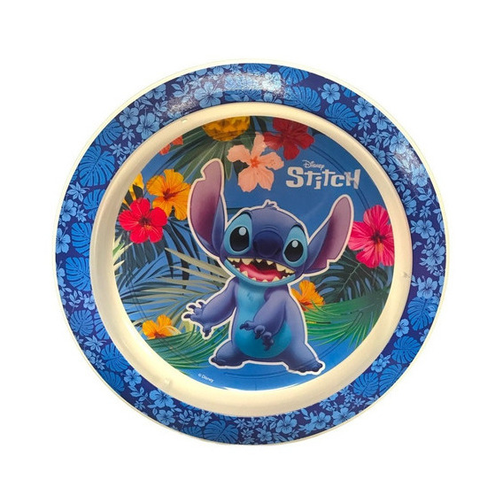 Plato Playo Plástico Infantil Personajes Favoritos Personaje Stitch Azul