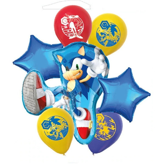 Set Globos Metálicos Sonic Cotillón Activarte