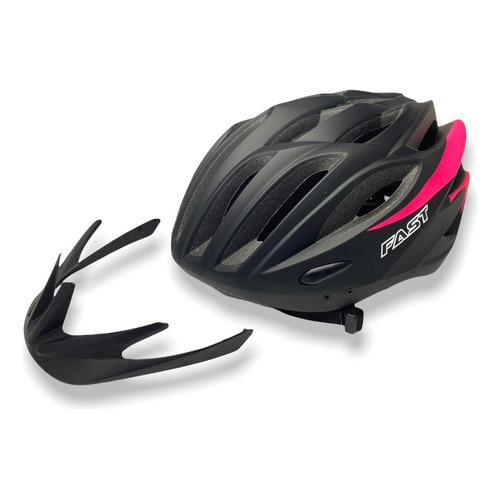 Casco Bicicleta Mtb Ciclismo Regulable Fast Color Negro Y Rosa Talle L