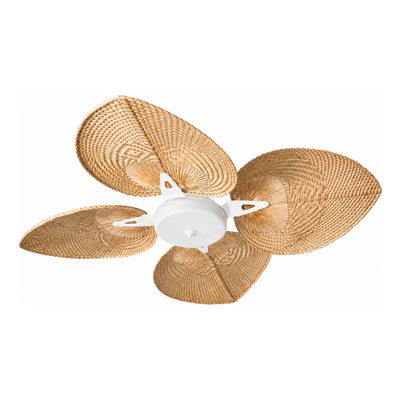 Ventilador De Techo Verona Blanco Con Palas De Rattán Roble 1.2 Cm 50 Hz Blanco Roble Rattan 4