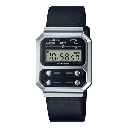 Reloj Casio A-100wel Unixes Digital Malla Vintage Color de la malla Negro