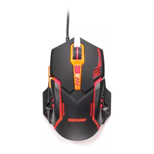 Mouse gamer de juego Multilaser  Gamer MO270 negro y naranja