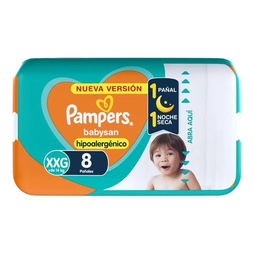 Pampers Babysan Pañales Hipoalergénicos Talle Xxg 8 Unidades Género Sin Género Tamaño Extra Extra Grande (xxg)