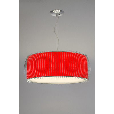 Colgante 3 Luces Cromo 50cm Apto Led Deco Rojo