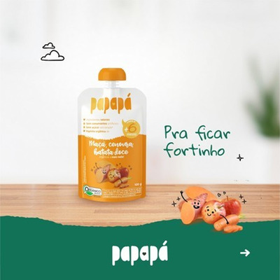 Papinha Orgânica Papapá Maçã B. Doce Cenoura 100g (12 Und)