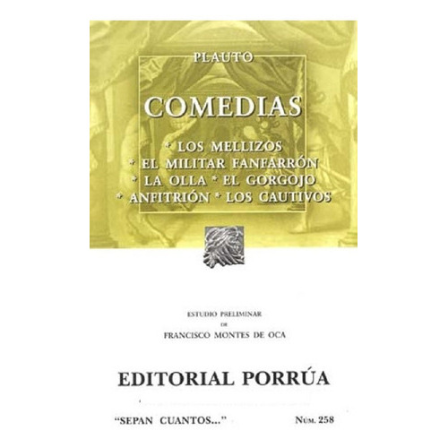 258. Comedias, De Plauto. Editorial Porrua, Tapa Blanda, Edición 10 En Español, 2011