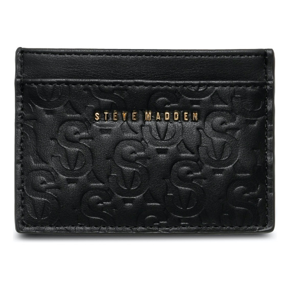 Porta Tarjeta Card Case Bkaz-p Steve Madden Para Dama Acabado de los herrajes Oro Color Negro Correa de hombro Negro Diseño de la tela Grabado