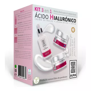 Kit 3 En 1 Acido Hialuronico Crema Noche + Crema Dia + Serum