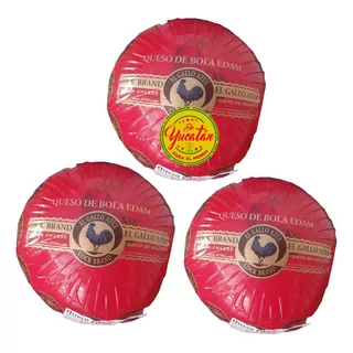 3 Piezas Queso De Bola Edam El Gallo Azul Importado