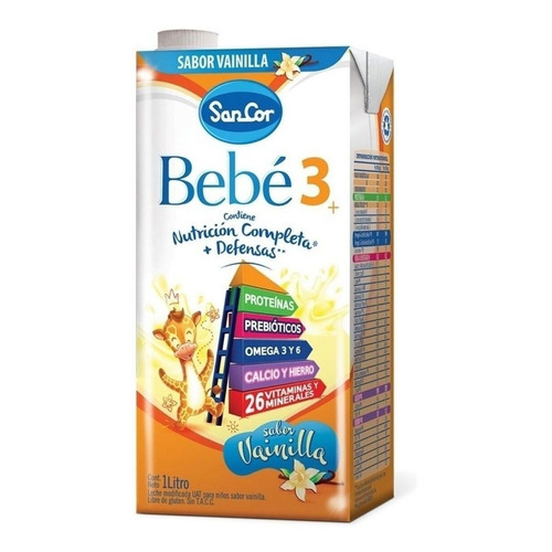 Leche de fórmula líquida sin TACC Mead Johnson SanCor Bebé 3 sabor vainilla en brick de 1 de 1L - 2  a 4 años