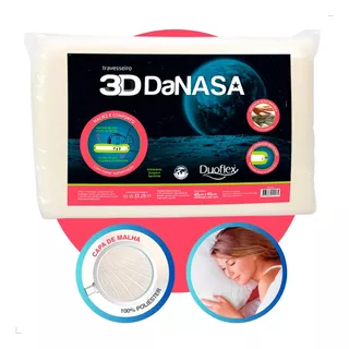 Travesseiro Duoflex Danasa 3d Baixo Cor Bege Padrão 37x57cm