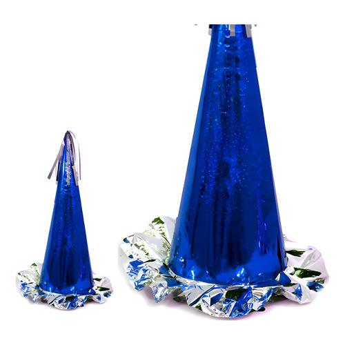 Gorro De Cumpleaños Gigante Holografico - Cotillón Waf Color Azul