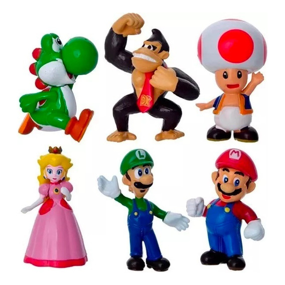 Set De 6 Figuras Super Mario Bros 4-7 Cm 