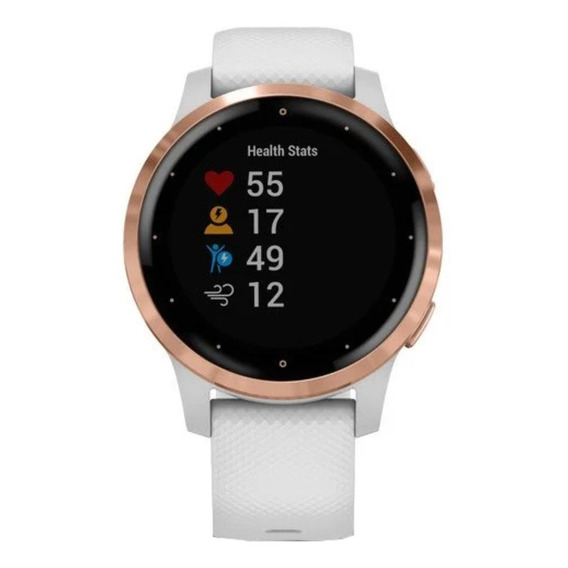 Smartwatch Garmin Vivoactive 4S 1.1" caja 40mm de  polímero reforzado con fibra  white, malla  white de  silicona y bisel  rose gold de  acero inoxidable