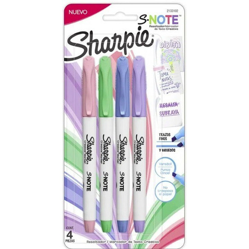 Marcadores Sharpie S-note X4 Colores Pastel- Resalta/subraya