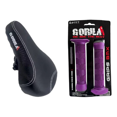 Asiento Negro Y Puños Morado Bicicleta Gorila Bmx Freestyle