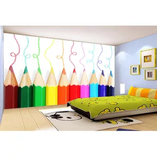 Papel De Parede Infantil Colorido Cores Lapis 3m² Azs54