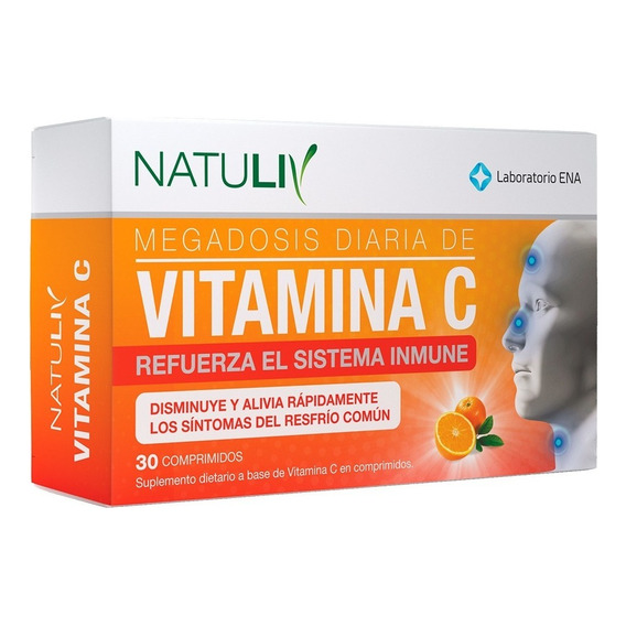 Vitamina C Ena 30u X 500mg Natuliv Refuerza Sistema Inmune Sabor Naranja