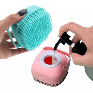 Kit 2 Escovas Pra Banho Dispenser Shampoo Lava Pêlo Cachorro
