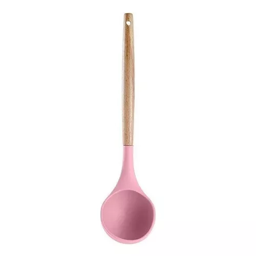 babyJem Cuchara de silicona con mango de madera, rosa 