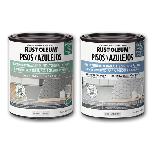 Kit Revestimiento Pisos Azulejos Cerámicas Rust Oleum Acabado Mate Color Gris