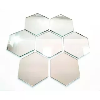 Espejo 3mm Hexagonal Pack 10u. 10cm De Lado C/ Cinta Bifaz