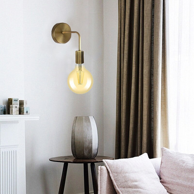 Aplique De Pared Vintage Dorado Mate Diseño Apto Led E27