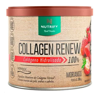 Suplemento Em Pó Nutrify Collagen Renew Colágeno - Sabor: Morango Em Pote De 300ml