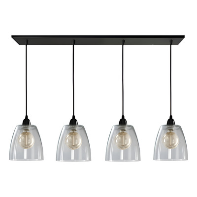 Colgante 4 Luces Vidrio Transparente Negro Vintage Apto Led Transparente/negro