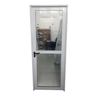 Puertas Aluminio Blanco 85x200 Vidrio Entero Con Travesaño 