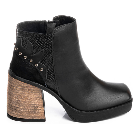 Botas Urbanas Zapatos Mujer Borcegos Cuero Elástico Negro