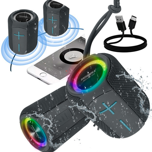 Bocina Portatil Bluetooth Impermeable Inalambrica Recargable Color Gris Oscuro