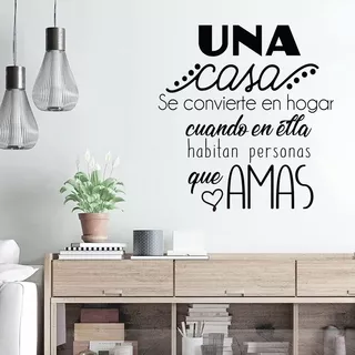 Vinil Stickers Decorativo Frase Hogar Familia 55x55cm Color Negro