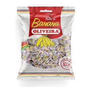 Bala Mastigavel Banana Oliveira Pacote 500g Pronta