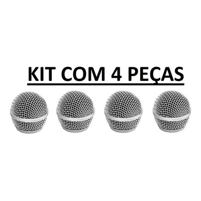 Kit 4 Globo Metálico P/ Microfone Sm58 Beta 58 Similares Mxt