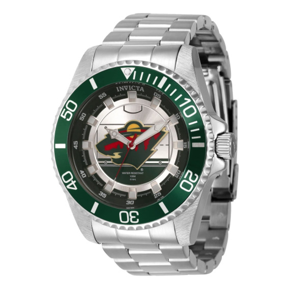 Reloj De Cuarzo Con Esfera Plateada Minnesota Wild Para Homb