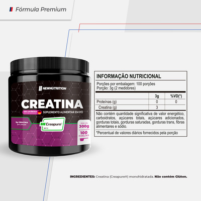 Creatina Monohidratada Creapure Em Pó Pote De 300g 100% Pura