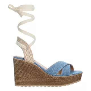 Sandalias Model´s Plataforma Correas Ajustables Azul Mujer