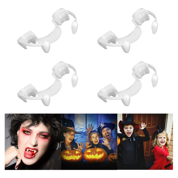 #4pcs Halloween Vampiro Dentadura Retráctil Dientes De Zombi