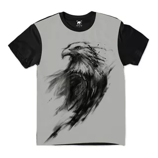 Camiseta Plus Size Águia Esfumaçada Grafite Bird G1 A G6