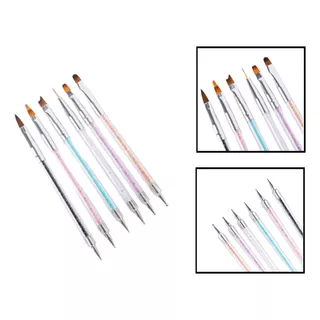 Set De Pinceles Doble Punta Acrilico Dotting Uñas Gel 6u