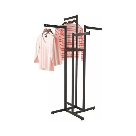 Rack Para Colgar Ropa Exhibidor 4 Brazos Recto  1.70 Negro