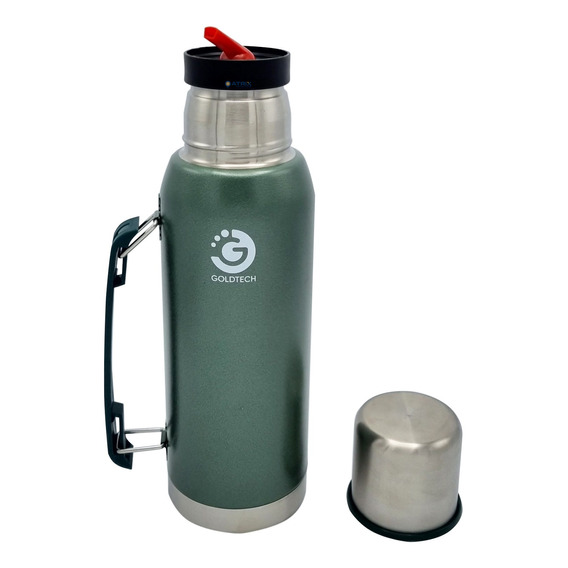 Termo Acero Inoxidable 1 Litro Mate Con Tapa Y Asa Goldtech®