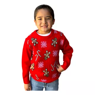 Ugly Sweater / Sueter Navideño Infantil Con Galletas Y Basto